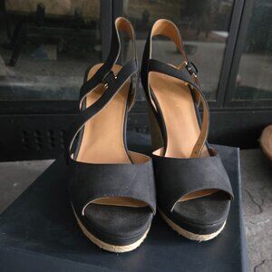 Tommy Hilfiger Kali Black Peep toe Wedge Sandal, size 8.5. New in  box.